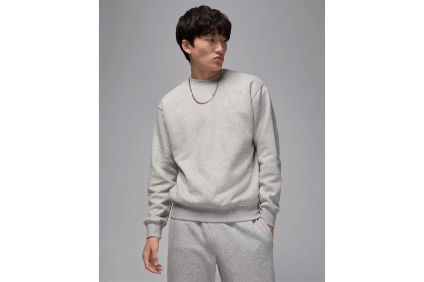 Jordan Brooklyn Fleece Ανδρική Μακρυμάνικη Μπλούζα Γκρι Ανοιχτό