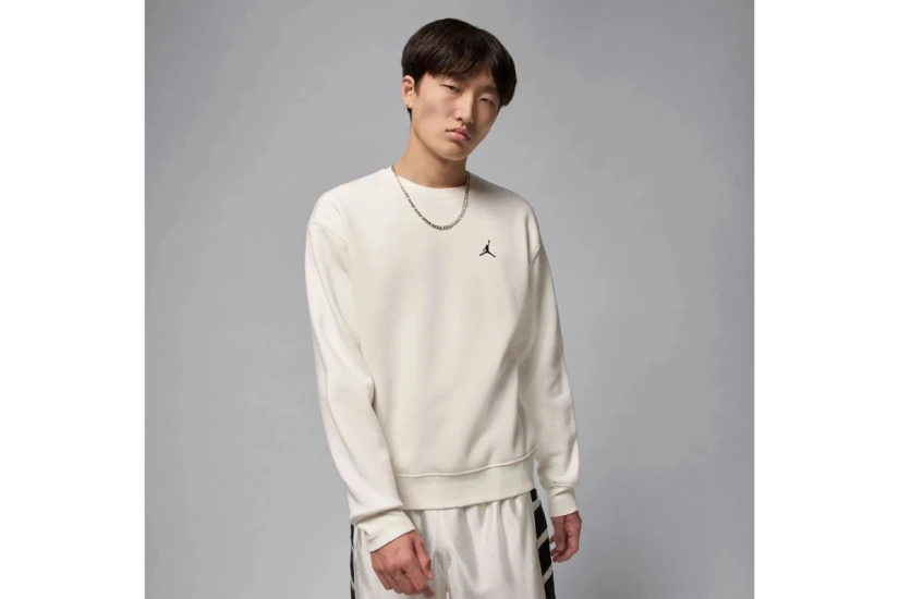 Jordan Brooklyn Fleece Ανδρική Μακρυμάνικη Μπλούζα Λευκή