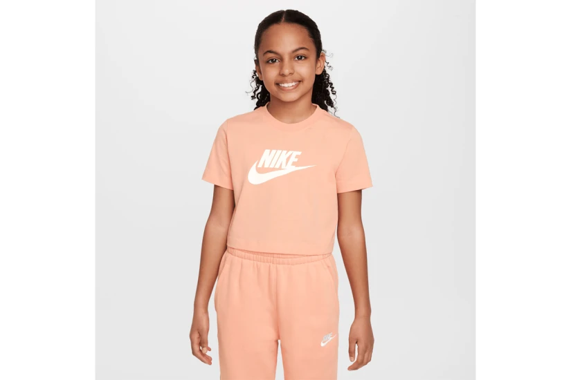 Nike Sportswear Παιδική Κοντομάνικη Crop Top Μπλούζα Σομόν