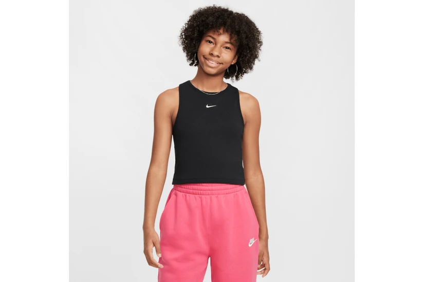 Nike Sportswear Ribbed Παιδική Αμάνικη Μπλούζα Μαύρη