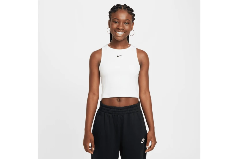 Nike Sportswear Ribbed Παιδική Αμάνικη Μπλούζα Λευκή