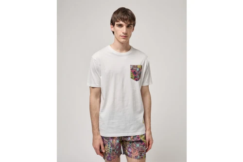 Gianni Lupo Patterened Chest Pocket T-Shirt Ανδρικό (GL658W WHITE)