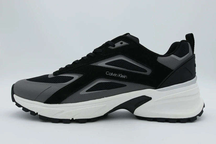 Calvin Klein Knit Mesh Runner Ανδρικά Sneakers Μαύρα, Γκρι Σκούρο, Λευκά