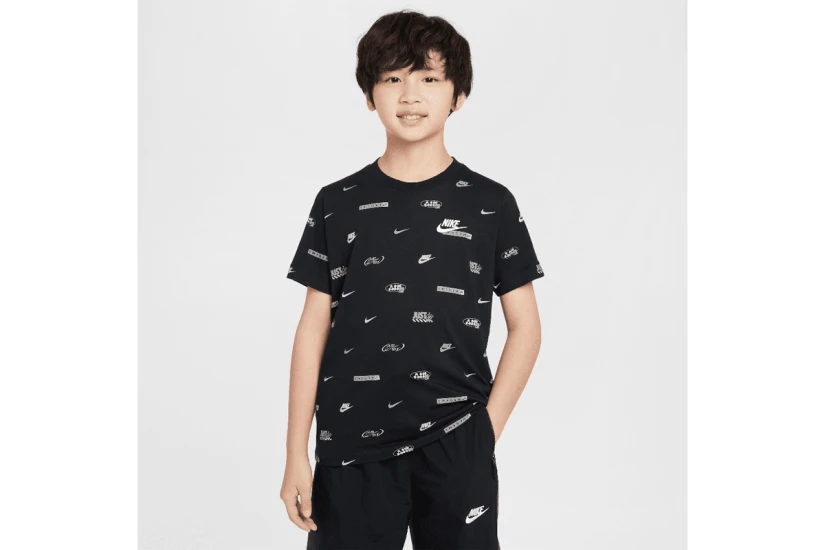 Nike AOP Παιδική Κοντομάνικη Μπλούζα Μαύρη