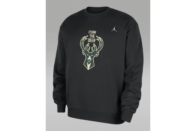 Jordan NBA Milwaukee Bucks Fleece Ανδρική Μακρυμάνικη Μπλούζα με Λαιμόκοψη 