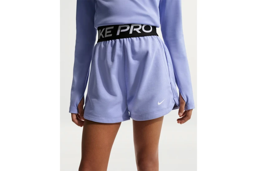 Nike Pro Fleece Dri-FIT Παιδικό Σορτς Λιλά, Μαύρο