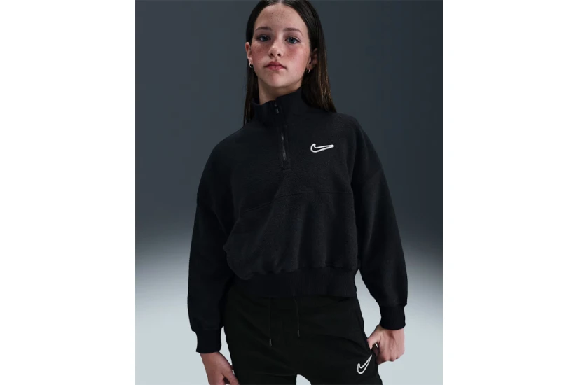 Nike Sportswear Παιδική Μακρυμάνικη Μπλούζα Fleece με Φερμουάρ Μαύρη