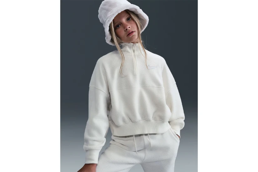 Nike Sportswear Παιδική Μακρυμάνικη Μπλούζα Fleece με Φερμουάρ Λευκή