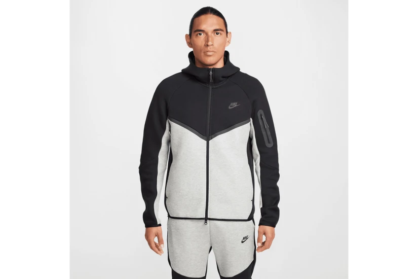 Nike Tech Fleece Windrunner Ανδρική Ζακέτα με Κουκούλα Μαύρη, Γκρι