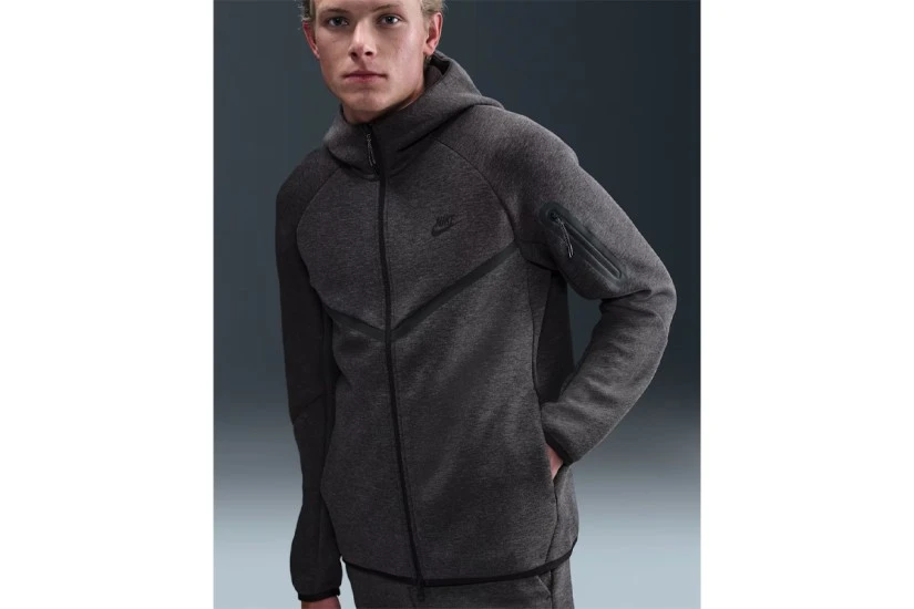 Nike Tech Fleece Windrunner Ανδρική Ζακέτα με Κουκούλα Γκρι Σκούρο