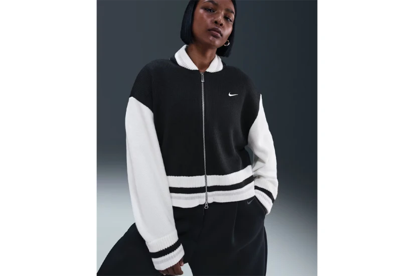 Nike Sportswear Knit Γυναικεία Πλεκτή Ζακέτα Λευκή, Μαύρη