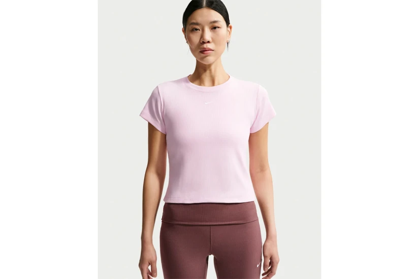 Nike Sportswear Tight Ribbed Γυναικείο Κοντομάνικο T-Shirt Ροζ