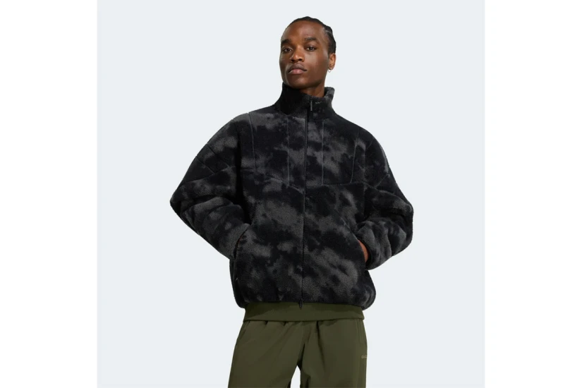 Adidas Originals Camo Polarfleece Ανδρική Ζακέτα Fleece Μαύρο, Γκρι Σκούρο
