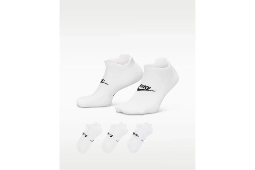 Nike Everyday Elevated No-Show Κάλτσες κάτω από τον Αστράγαλο Λευκές 3 Ζευγάρια