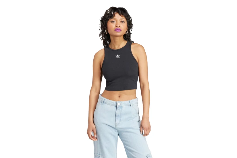 Adidas Originals Essentials Rib Tank Αμάνικη Crop Top Μπλούζα