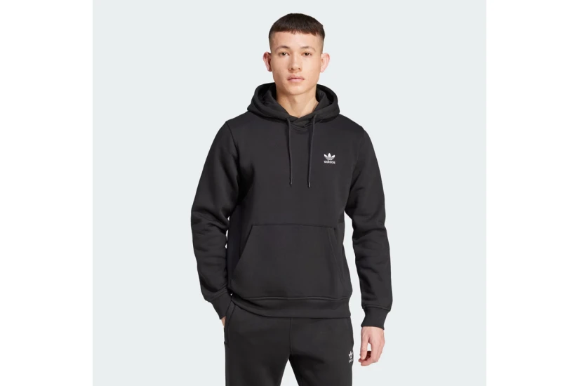 Adidas Originals Trefoil Essentials Ανδρικό Φούτερ Με Κουκούλα Μαύρο