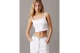 Calvin Klein Denim Γυναικείο Αμάνικο Crop Top Λευκό