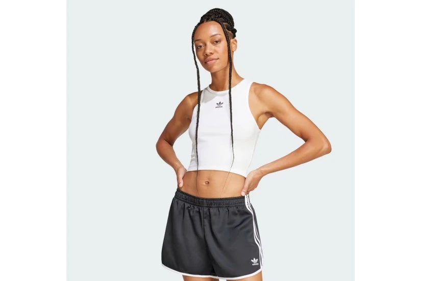 Adidas Originals Essentials Ribbed Γυναικεία Αμάνικη Μπλούζα Λευκή