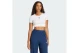 Adidas Originals Ribbed Γυναικείο Κοντομάνικο Crop Top T-Shirt Λευκό