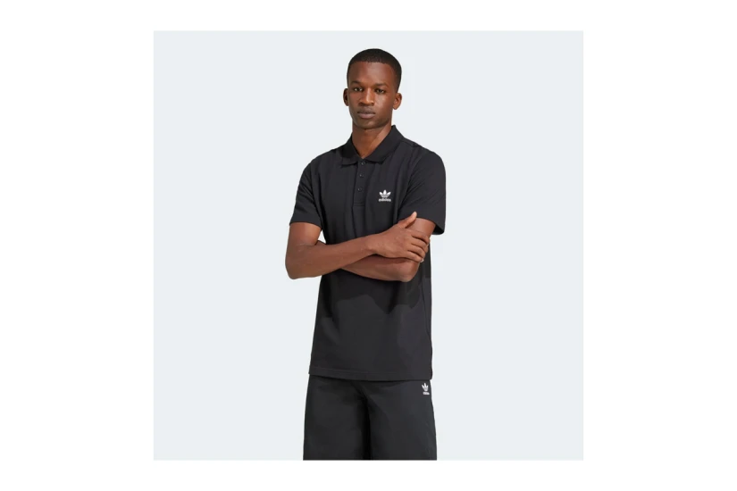 Adidas Originals Trefoil Essentials Ανδρικό Κοντομάνικο Polo T-Shirt Μαύρο