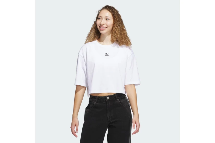 Adidas Originals Essentials Γυναικείο Κοντομάνικο Crop T-Shirt Λευκό