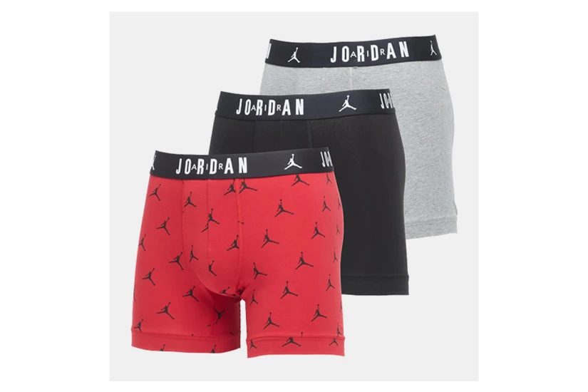 Jordan Flight Cotton Ανδρικά Εσώρουχα Μπόξερ Μαύρα, Γκρι, Κόκκινα 3 Τεμάχια