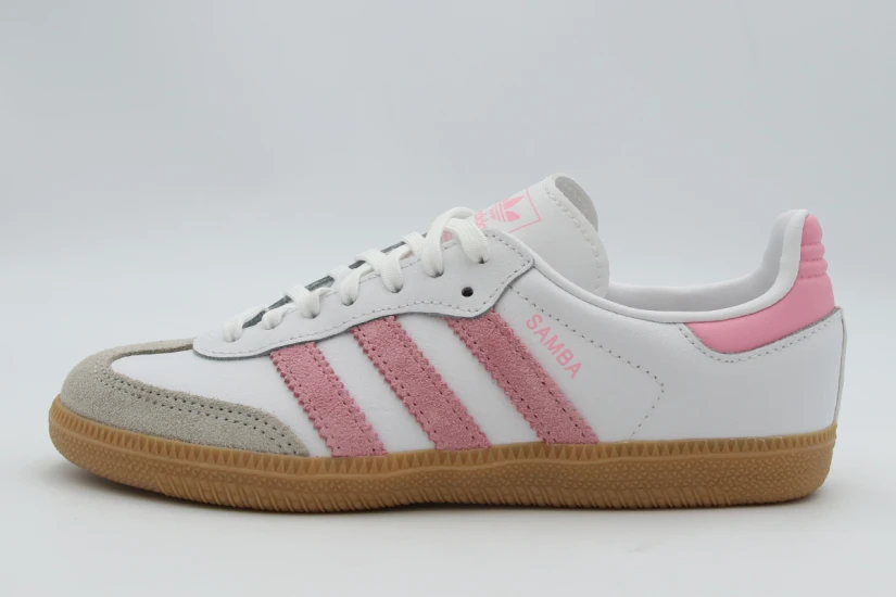 Adidas Originals Samba OG Παιδικά Sneakers Λευκά, Ροζ, Γκρι