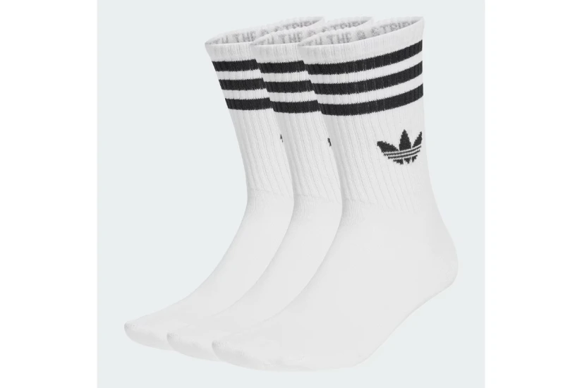 Adidas Originals 3-Stripes Ψηλές Κάλτσες Λευκές 3 Ζευγάρια