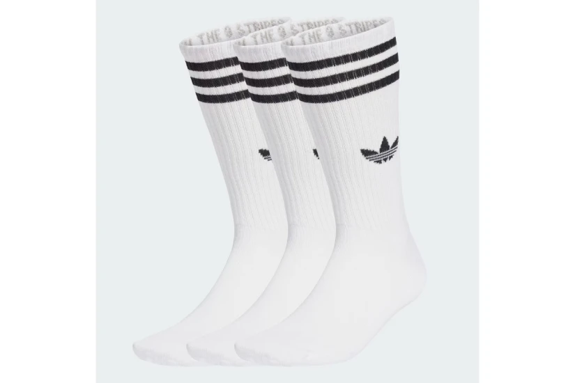 Adidas Originals 3-Stripes Ψηλές Κάλτσες Λευκές 3 Ζευγάρια