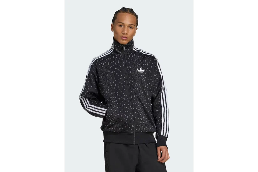 Adidas Originals Firebird Leopard Ανδρική Πολυεστερική Ζακέτα Μαύρα, Γκρι Σκούρο, Λευκά