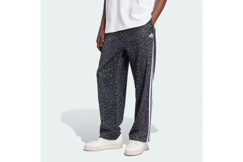 Adidas Originals Firebird Loose Leopard Ανδρικό Παντελόνι Φόρμας Μαύρο, Γκρι Σκούρο, Λευκό