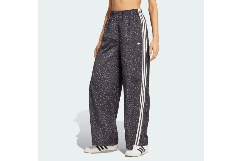 Adidas Originals Wide Leg Satin Γυναικείο Παντελόνι Φόρμας Μαύρο, Γκρι Σκούρο, Λευκό