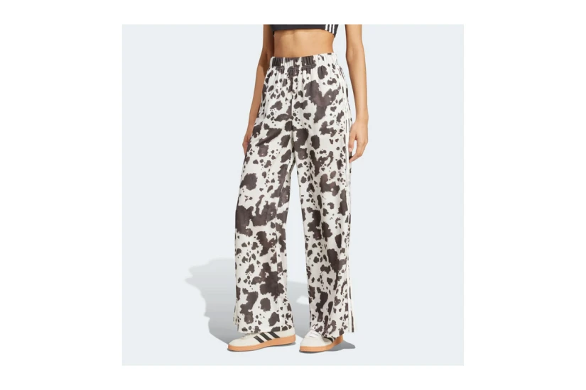 Adidas Originals Satin Wide Leg Γυναικείο Παντελόνι Φόρμας Εκρού, Καφέ