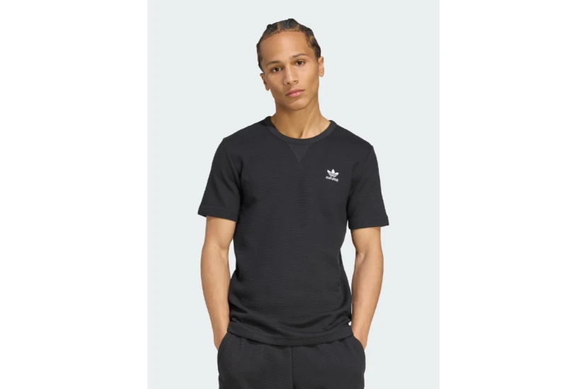 Adidas Originals Trefoil Essentials Waffle Ανδρικό Κοντομάνικο T-Shirt Μαύρο