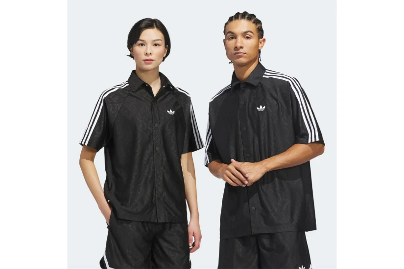 Adidas Originals Basketball Flame Ανδρικό Κοντομάνικο Πουκάμισο Μαύρο, Λευκό