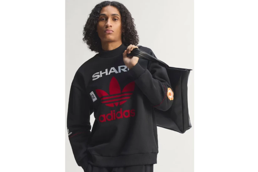 Adidas Originals Manchester United 90 Ανδρική Μακρυμάνικη Μπλούζα με Λαιμόκοψη Μαύρη