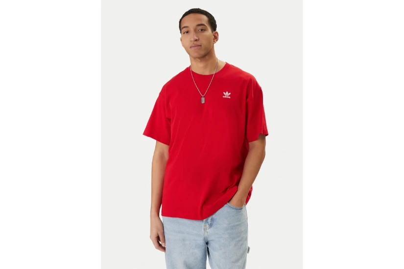 Adidas Originals Trefoil Essentials Overisized Ανδρικό Κοντομάνικο T-Shirt Κόκκινο 