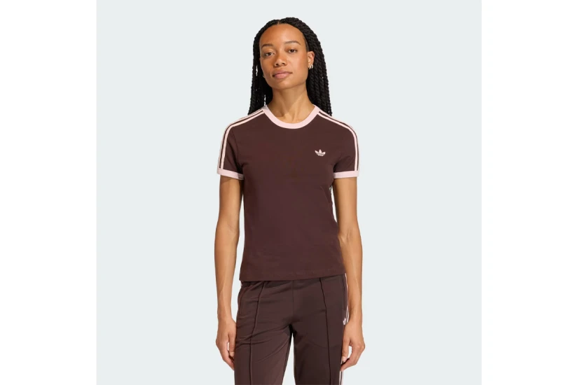 Adidas Originals 3-Stripes Γυναικείο Κοντομάνικο T-Shirt Καφέ, Ροζ