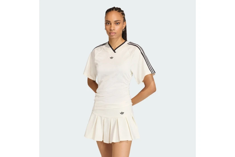 Adidas Originals Rouched Football Jersey Γυναικείο Κοντομάνικο T-Shirt Εκρού, Μαύρο