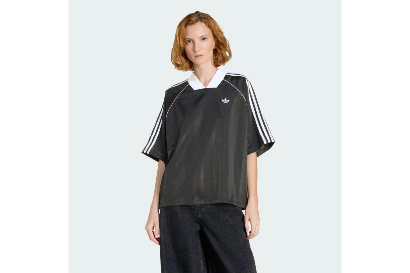Adidas Originals 3-Stripes Jacquard Γυναικείο Κοντομάνικο T-Shirt Μαύρο, Λευκό
