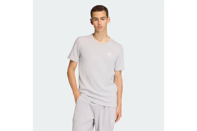 Adidas Originals Trefoil Essentials Waffle Ανδρικό Κοντομάνικο T-Shirt Γκρι, Λευκό