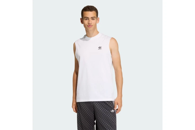 Adidas Originals Trefoil Essentials Ανδρική Αμάνικη Μπλούζα Λευκή