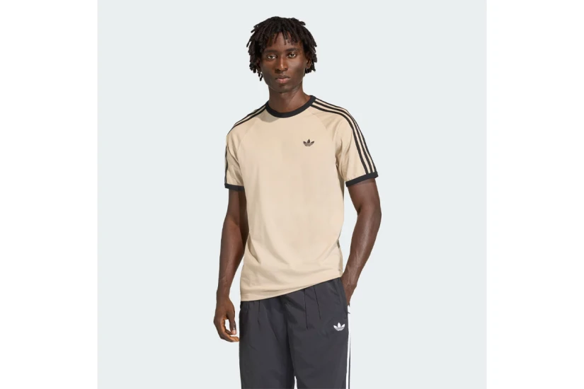 Adidas Originals 3-Stripes Ανδρικό Κοντομάνικο T-Shirt Μπεζ, Μαύρο