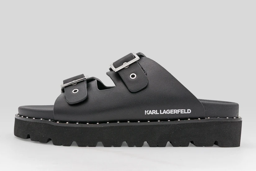 Karl Lagerfeld Kaia Double Buckle Γυναικεία Σανδάλια Μαύρα