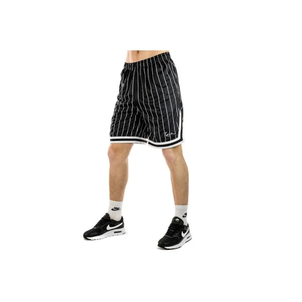 Karl Kani Small Signature Pinstripe Mesh Βερμούδα Αθλητική Ανδρική (KM-PS011-001-02 BLACK-WHITE)