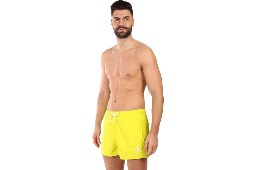 Calvin Klein Monogram Κοντού Μήκους Μαγιό Σορτς Κίτρινο Φλούο