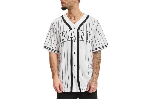 Karl Kani Serif Pinstripe Baseball Shirt Πουκάμισο Κοντομάνικο Ανδρικό (KM221-115-2 WHITE-BLACK)