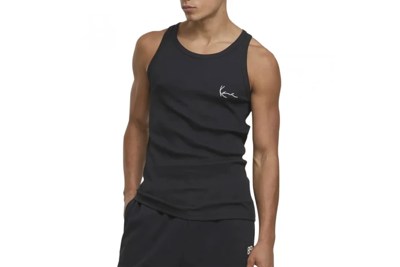Karl Kani Signature Rib Ανδρική Αμάνικη Μπλούζα Μαύρη