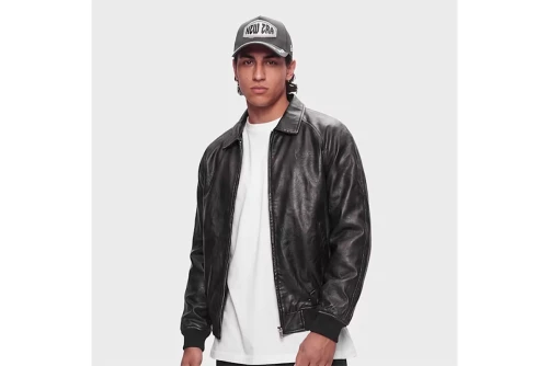 Karl Kani Signature Pu Leather Bomber Μπουφάν Δερματίνη Ανδρικό (KM263-023-1BLACK)