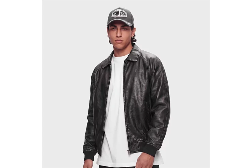 Karl Kani Signature PU Leather Bomber Ανδρικό Μπουφάν από Δερματίνη Μαύρο